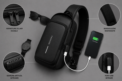 Sac Bandoulière Antivol NORVA™ | USB & Imperméable