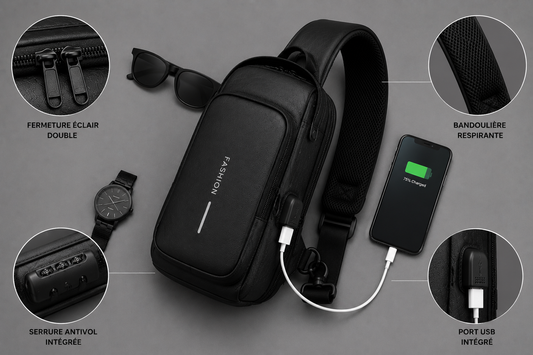 Sac Bandoulière Antivol NORVA™ | USB & Imperméable